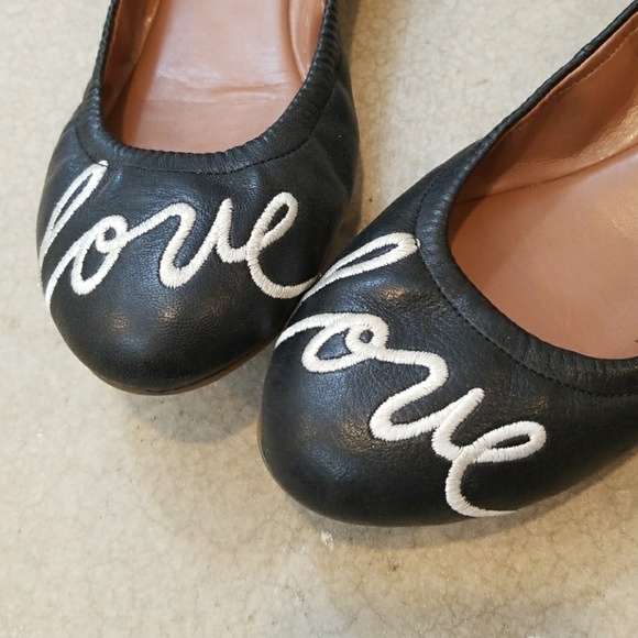 Ellen Degeneres Shoes - Ellen Degeneres Love Black Leather Ballet Flats